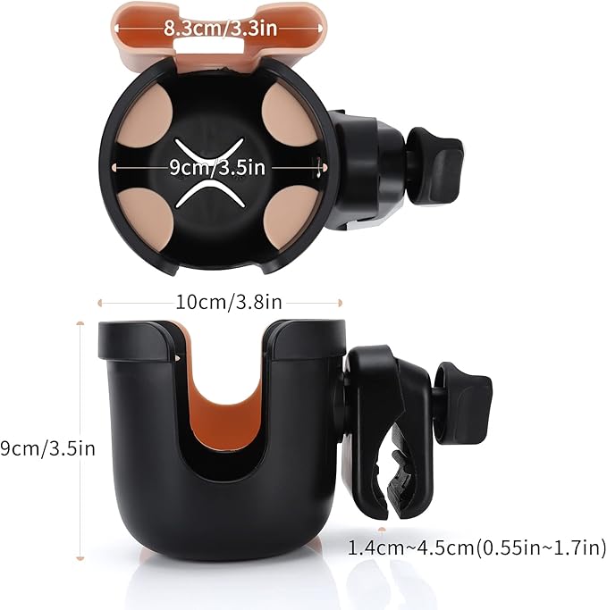 Accmor Stroller Cup Holder with Phone Holder, Bike Cup Holder, Universal Cup Holder for Uppababy Nuna Doona Strollers, 2-in-1 Cup Phone Holder for Stroller, Bike, Wheelchair, Walker, Scooter