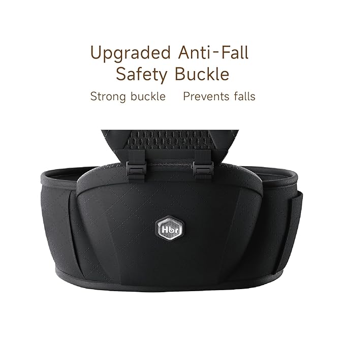 HBR Baby Carrier with Hip Seat, 2-in-1 Ergonomic Front Facing Toddler Carrier, Breathable Mesh, Air-Padded Shoulder Straps & Reflective Back Support, Fits Waists up to 47 Inches, Black