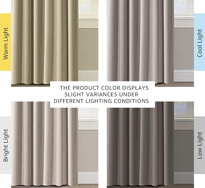 H.VERSAILTEX 100% Blackout Curtains for Bedroom with Black Liner Full Room Darkening Curtains 96 Inch Long Thermal Insulated Back Tab/Rod Pocket Window Drapes for Living Room, 2 Panels, Natural Sand