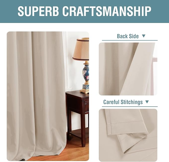 H.VERSAILTEX Blackout Curtain for Living Room Thermal Insulated Window Treatment Curtain 54 inch Length Energy Saving Solid Grommet Top Blackout Drape, One Panel, Fog, 52" W x 54" L
