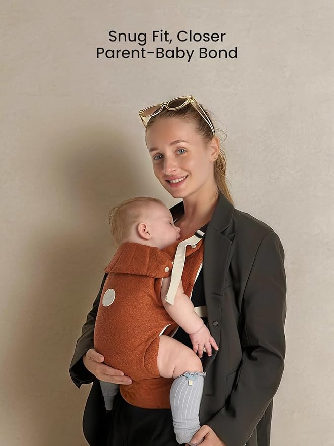GROWNSY Baby Carrier, One-Click Release Clasp for Easy to Wear, Cozy Wraps Carrier Newborn to Toddler with Head Support(7-44lbs), Ergonomic & Lightweight for Infant to Toddler, Sepia