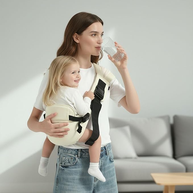 Toddler Sling Carrier, Toddler Carrier Sling, Baby Carriers Hip Carriers with Backrest, Lightweight Travel-Friendly Baby Slings Carriers, Beige