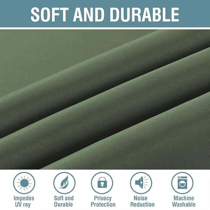 H.VERSAILTEX Blackout Curtain for Living Room Thermal Insulated Window Treatment Curtain Extra Long 90 inch Length Energy Saving Solid Grommet Top Blackout Drape, One Panel, Bronze Green, 52"W x 90"L