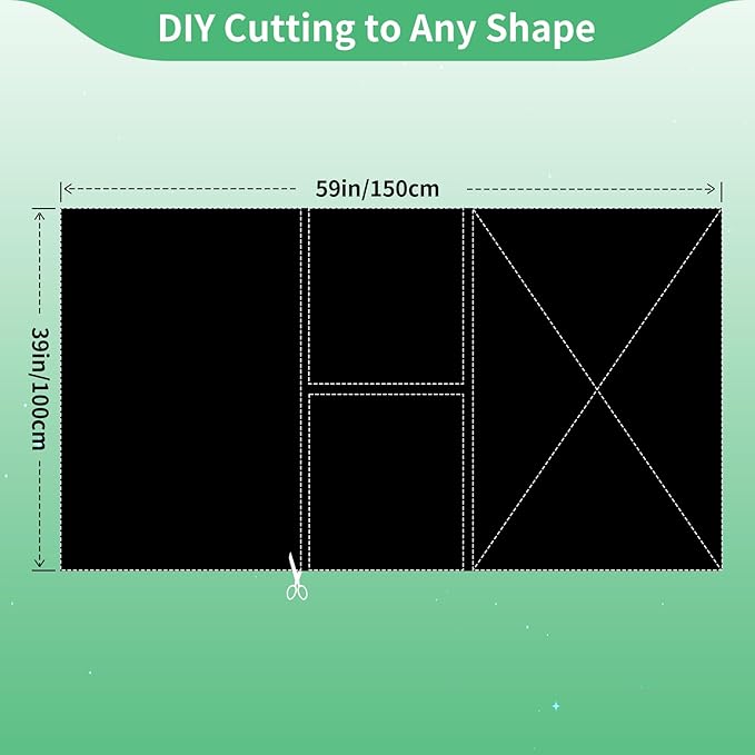 100% Blackout Blind Curtains Window Cove (39"x 59")[DIY Cut to Any Size or Shape] [Hook & Loop Tabs][ Portable Bags for Travel ] [Light & UV Blocking ] for House,Baby Nursery,Apartment