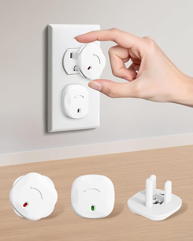 Outlet Covers Baby Proofing - 60 Pack Plug Covers Baby Proofing with Unique Rotating Design, Plug Covers to Prevent Electrical Shock, for US 3-Prong, Home, Office, School, White