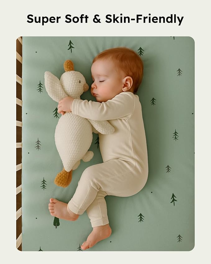 Pack and Play Sheets Fitted, Mini Crib Sheets 2-Pack for Pack N Play Mattress, Stretchy Playpen Sheet for Boys Girls, Softness and Breathable, 38" x 26"