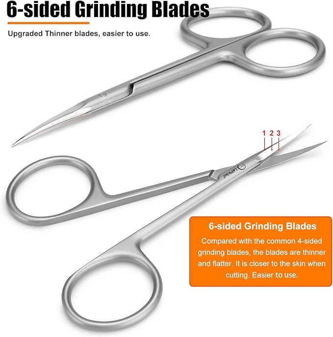 LePinko Cuticle Scissors, UPGRADED Fine Tip