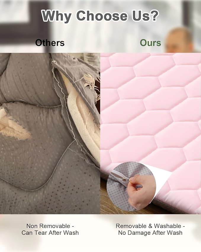 Premium Foam Baby Play Mat 50" x 50" with Removable Cover, Extra Thick Padding Playpen Mat, Non-Slip Floor Mat, Stylish & Easy to Clean for Crawling Baby, Infants & Toddlers, Pink