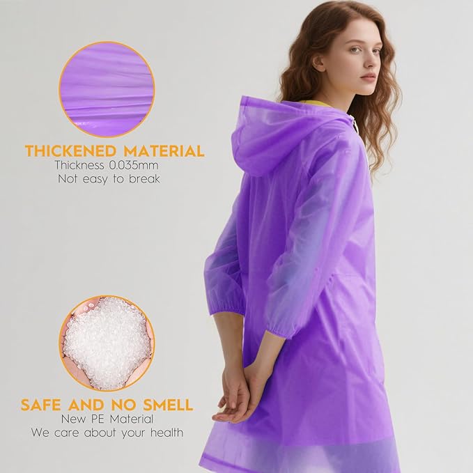 6 & 20 & 50 Pack Disposable Rain Ponchos for Adults/Youth, Waterproof PE Raincoats with Drawstring, Camping/Emergency