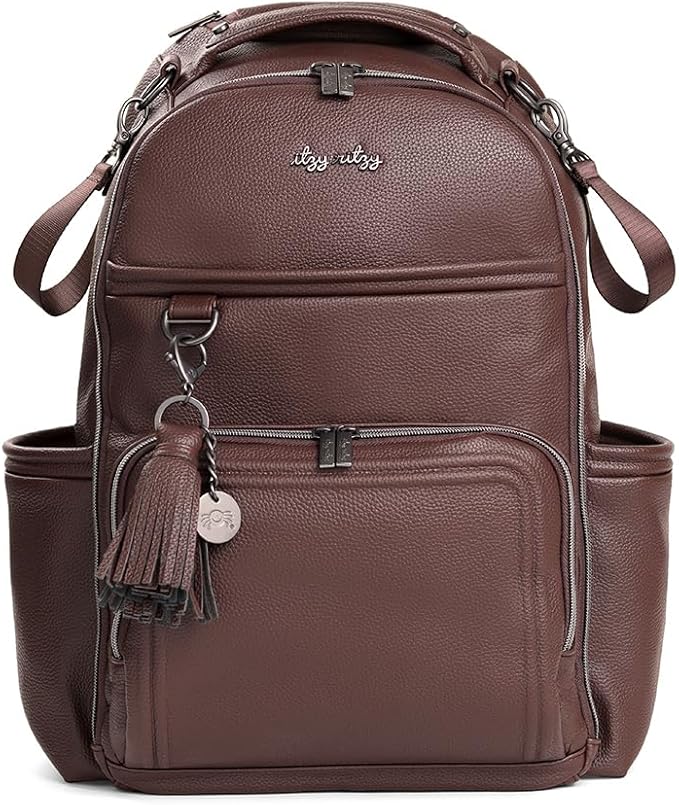 Itzy Ritzy Diaper Bag Backpack – Large Capacity Boss Plus Baby Backpack Diaper Bag Featuring 19 Pockets, Changing Pad, Stroller Clips, and Comfortable Straps (Espresso)