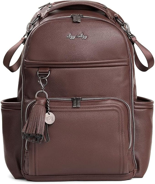 Itzy Ritzy Diaper Bag Backpack – Large Capacity Boss Plus Baby Backpack Diaper Bag Featuring 19 Pockets, Changing Pad, Stroller Clips, and Comfortable Straps (Espresso)