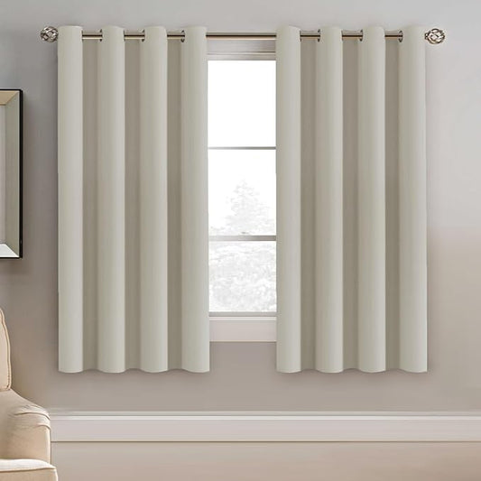 H.VERSAILTEX Window Treatment Blackout Curtains 63 inches Length, Thermal Insulated Room Darkening Solid Grommet Curtains/Drapes for Bedroom/Living Room - 1 Panel, Ivory/Cream, 52" W x 63" L