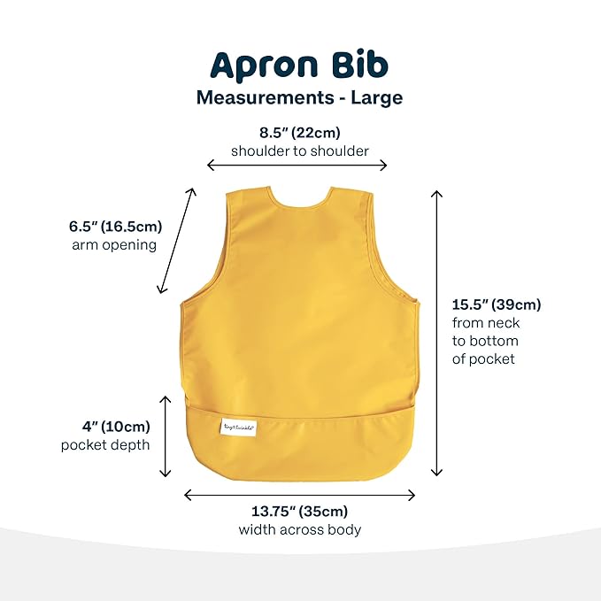 Tiny Twinkle Mess Proof Baby Bibs | 2 Pack Waterproof Toddler Bib for Eating | Baby Apron for Feeding, Machine Washable, Perfect Shower Gift (Taupe Dandelion, 6–24M)