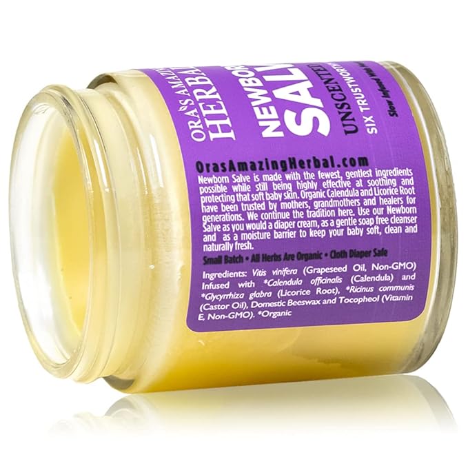 Ora's amazing Herbal, Newborn Salve, Diaper Rash Cream, Calendula Baby Balm, EWG Verified Baby Ointment, Acne Eczema, Butt Cream, Infant Massage, Natural Paraben Free, Good for Sensitive Skin 1 & 4 oz