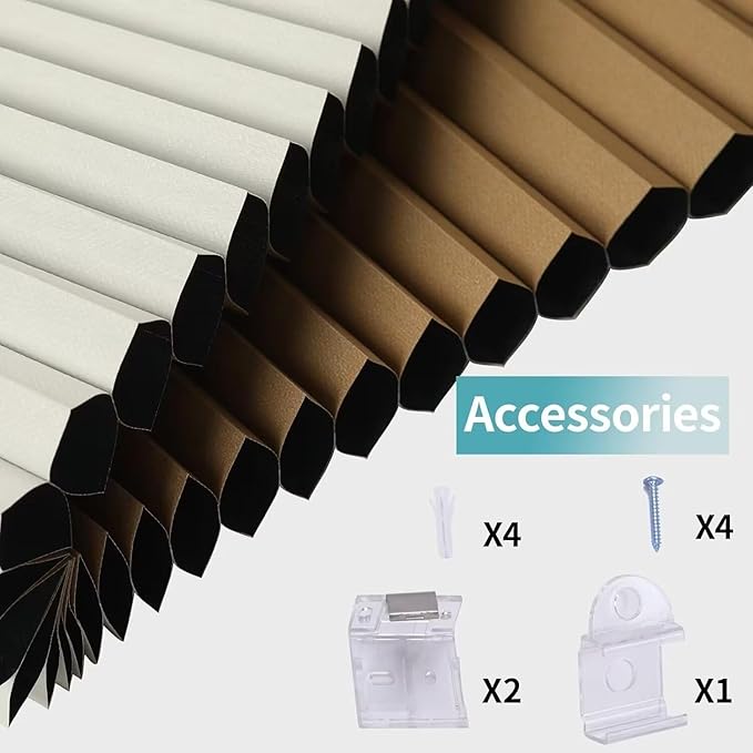 MYshade Cordless Blackout Window Blinds & Shades Pull Down Room Darkening Window Shades Light Blocking Honeycomb Cellular Shade for Indoor Windows Easy to Install 47 inch Wide, H72 Light Brown Blinds
