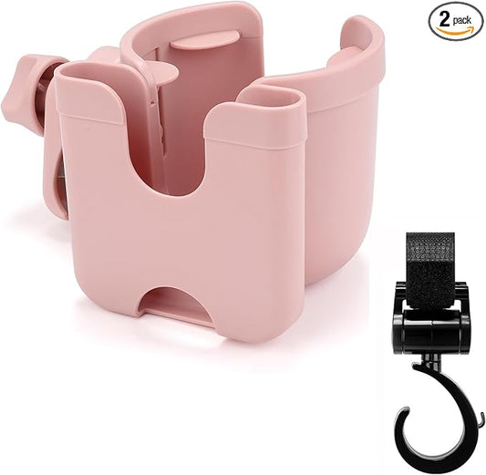 Accmor Stroller Cup Holder with Hook, Bike Cup Holder, Universal Cup Holder for Uppababy Nuna Doona Strollers, 2-in-1 Cup Phone Holder for Stroller, Bike, Wheelchair, Walker, Scooter