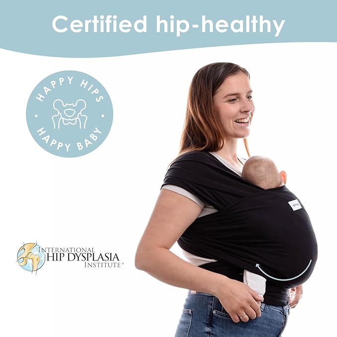 Sleepy Wrap Stretchy Ergonomic Baby Carrier Sling for Newborns to Toddlers - Hands-Free Lightweight Baby Wrap 7-35 lbs (Black)