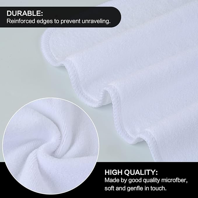 SINLAND Microfiber Facial Cloths Fast Drying Washcloth 12inch x 12inch White 10 pack