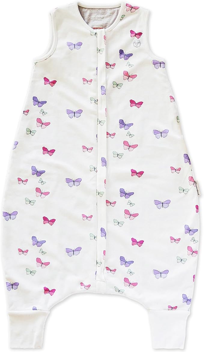 Woolino 4 Season Baby Sleeping Sack with feet, Merino Wool and Organic Cotton Walker Sleep Sack, Toddler Sleeping Bag, 18-36m, Butterfly