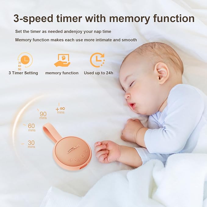 White Noise Sound Machine, Portable Sound Machine for Sleeping Adults & Baby, with Bluetooth 5.1/24 Soothing Sounds/Battery Powered/3 Timer Memory Function for Office/Bedroom/Travel (Orange