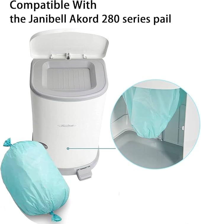 Adult Diaper Liner Refills, Compatible with Janibell Akord 280 Slim Model Pail, Odor-Seal Technology, Adult Diaper System, A Single Liner Pack Will Last Holds Up to 550 Diapers/Briefs, 6-Pack