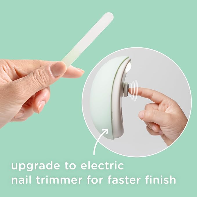 Olababy Glass Nail File for Newborns & Infants 2pk (Mint) | Safe Glass Fingernail Filer with Travel Case