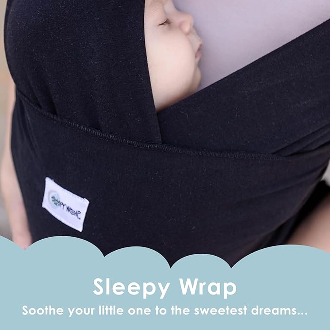 Sleepy Wrap Stretchy Ergonomic Baby Carrier Sling for Newborns to Toddlers - Hands-Free Lightweight Baby Wrap 7-35 lbs (Black)