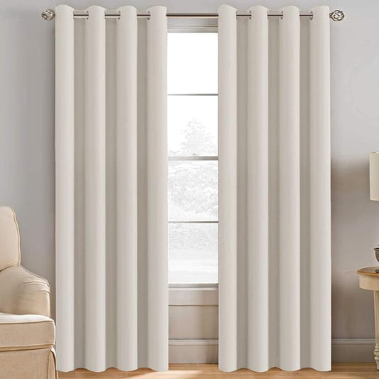 H.VERSAILTEX Light Blocking Curtain for Living Room Thermal Insulated Window Treatment Panel/Drape for Dining Room, Elegant Soft Curtain for Bedroom Grommet Top One Panel (Ivory - 52x108 Inches)