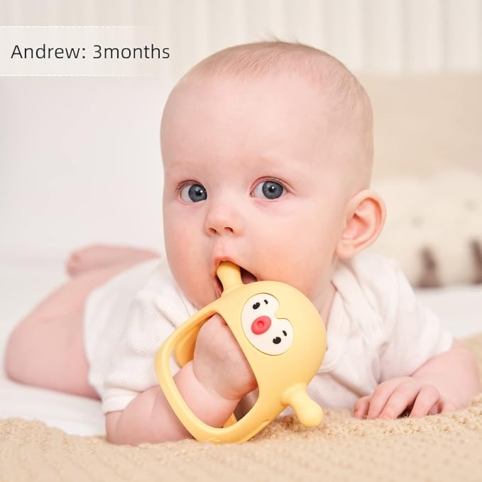 Smily Mia Smily Mia 2Packs Penguin Teethers, TeethingToys for Babies 0-6Months, Baby Teethers for 3-6Months, Teething Mittens for Infants, Pacifiers for Breastfed Babies, Light Yellow