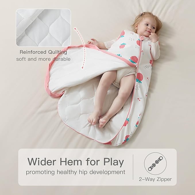 usbettas 1.0 Tog 2.5 Tog Baby Sleep Sack, 100% Cotton Baby Sleeping Bag 3-24M, 2-Way Zipper Baby Wearable Blanket