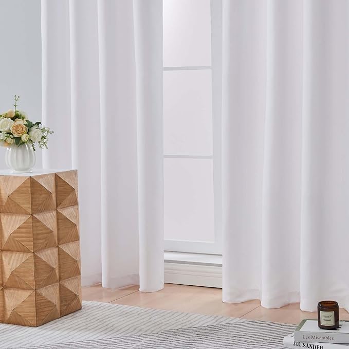 Aiyufeng Pure White Curtains 36 Inches Long 2 Panels, Room Darkening Half Window Rod Pocket Privacy Short Curtains, Thermal Insulated Curtain Tiers for Kitchen Bathroom Shades, W40 x L36 Inch