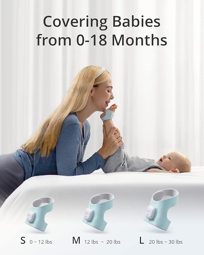 eufy Security Baby Monitor Baby Smart Sock with 2.4 GHz Wi-Fi, Track Sleep Patterns, Naps, Heart Rate, No Monthly Fee