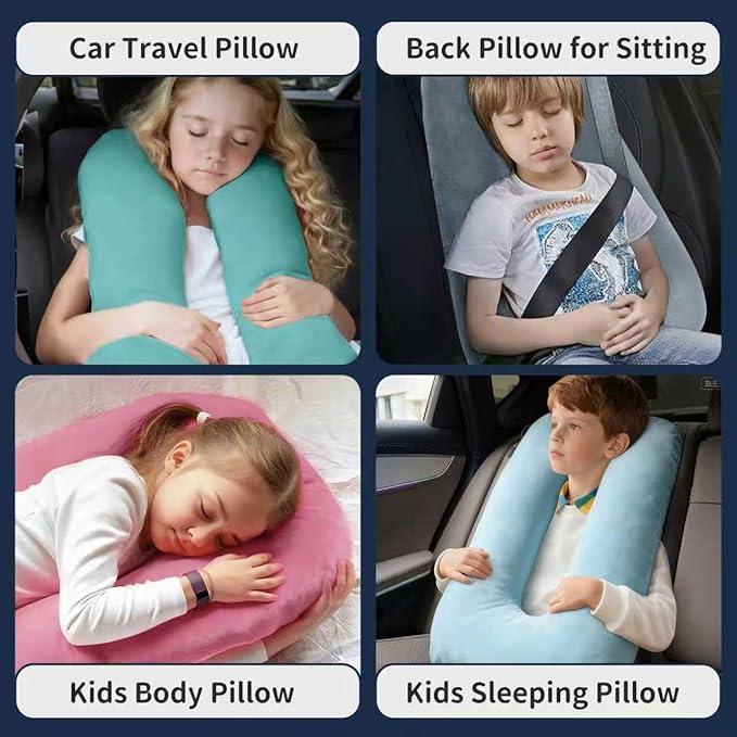 Car Pillow for Kids, Car Pillow, Travel Pillow Cushion for Car and Adults, Support Head and Neck on Road Trips, Green