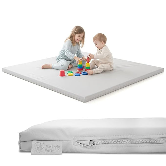 Thick Baby Play Mat – 50x50x1 Rollable Foam Floor Mat for Kids, Tummy Time, Crawling & Safe Indoor Play – Waterproof, Non-Toxic & Easy to Clean – Grey