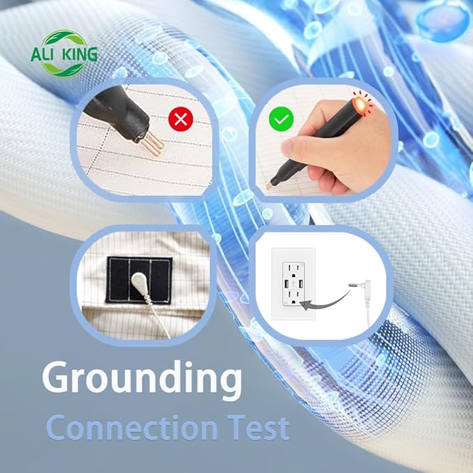 Ali King Grounding Sheets - Twin XL Size, Soft Cotton with Silver Fiber, 15'' Deep Pocket Earth Grounding Fitted Bed Sheets for Improved Sleep (White, Twin XL 39''*80''*15'')