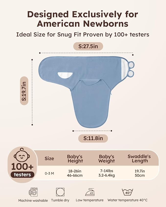 Yoofoss Baby Swaddles for Newborns 100% Organic Cotton, Adjustable Swaddle 0-3 Months 2 Zippers Newborn Swaddle Sack, Breathable Soft Durable