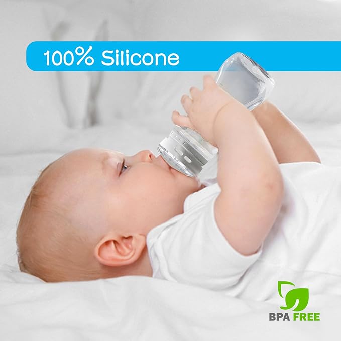 LSAUVWN 4-Count Silicone Bottle Nipples for Natural Start Anti-Colic Bottles & Advanced Anti-Colic Bottles & C to Natural Bottles and NUK Simply Natural Bottle, Anti-Colic Valve, Slow Flow, 1m+