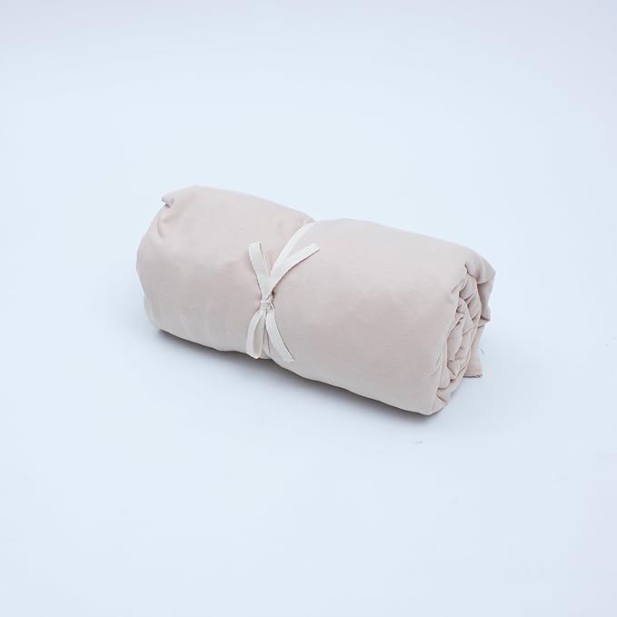100% Cotton Fitted Sheet Only - Deep Pocket up to 16inch - All-Around Elastic - T-Shirt Fabric Jersey Knit - Extra Soft - Easy Fit - All Season - Comfy (Beige, Twin XL)