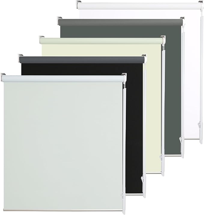 Allbright 100% Blackout Cordless Roller Shades for Windows, Thermal Insulated UV Protection, Window Roller Blinds for Home, Office, Bedroom, Door, 20" W x 72" H, Grey