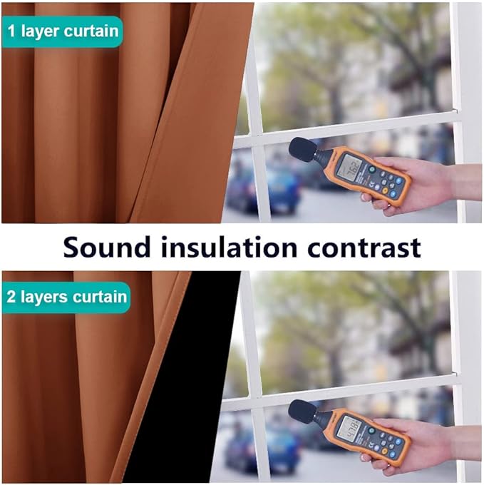 NICETOWN 100% Blackout Window Curtain Panels, Cold and Full Light Blocking Drapes with Black Liner for Nursery, 84" Drop Thermal Insulated Draperies (Burnt Orange, 2 Pieces, 70" Wide Each Panel)