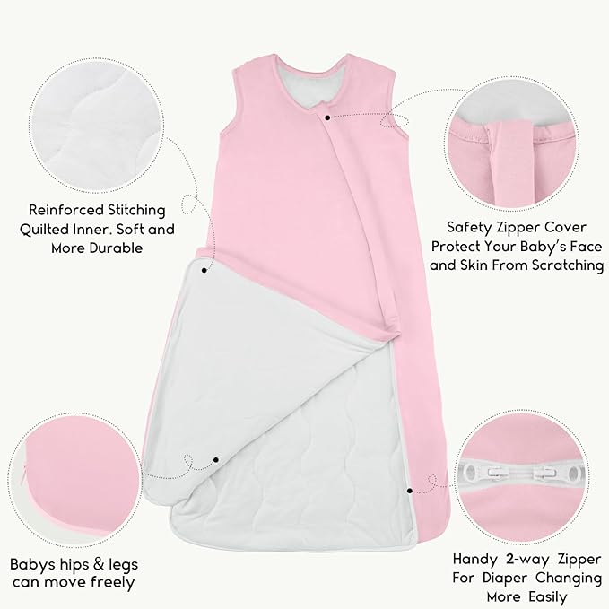 Yoofoss Rayon Made from Bamboo Baby Sleep Sack 12-18 Months 1.0 Tog Baby Wearable Blanket, Super Soft Infant Toddler Sleeping Sack 2-Way Zipper