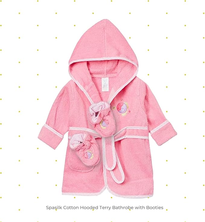 Spasilk 100% Cotton Hooded Terry Bathrobe with Booties Baby One Size Gifts — Shower