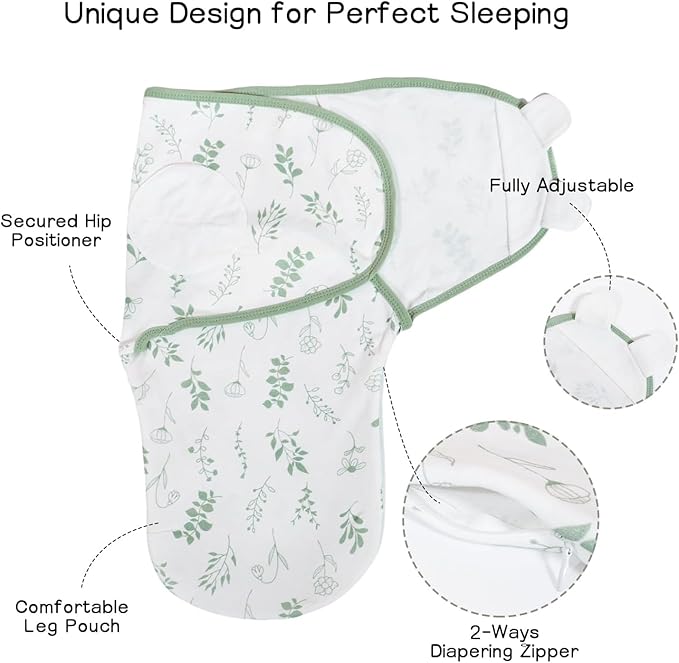 3-Pack Organic Baby Swaddle Sleep Sacks,Nursery Swaddling Blankets,Swaddles for Newborns Infant 0-3 Months