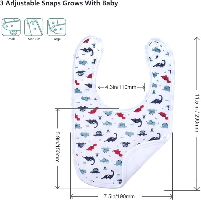 Hakochia Waterproof Baby Bibs Organic Cotton Super Soft and Absorbent With Adjustable Snap for Baby Boys and Girls