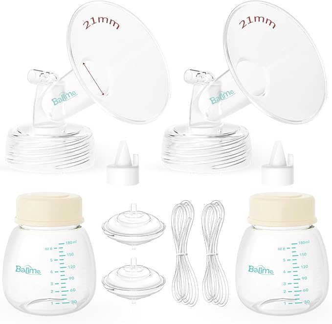 BALIME Pump Parts Compatible with Spectra S1/S2/9 Plus, Not Original Accessories, Full Set Replacements Include 21mm Flanges, Valves, Backflow Protectors (Duckbills Included), Tubings and Bottles