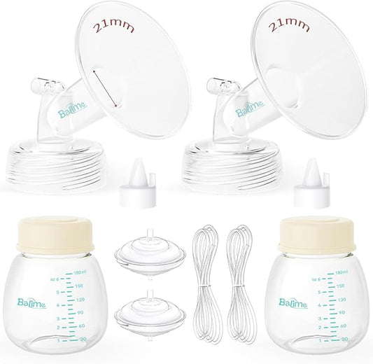 BALIME Pump Parts Compatible with Spectra S1/S2/9 Plus, Not Original Accessories, Full Set Replacements Include 21mm Flanges, Valves, Backflow Protectors (Duckbills Included), Tubings and Bottles