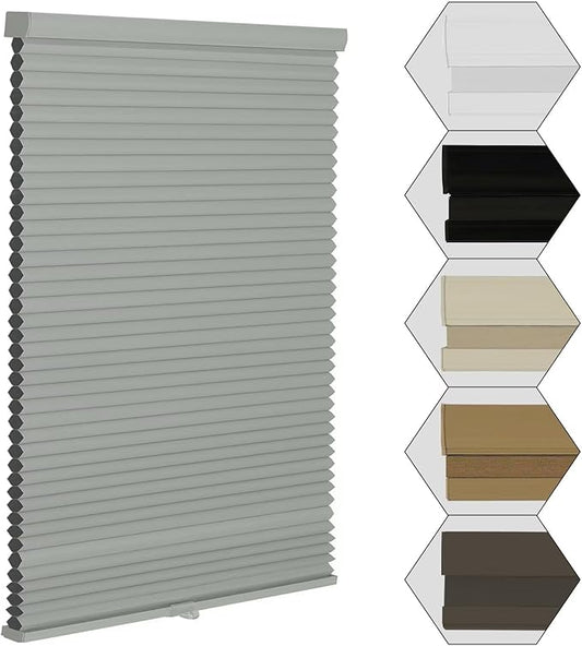 MYshade Cordless Blackout Window Blinds & Shades Pull Down Room Darkening Window Shades Light Blocking Honeycomb Cellular Shade for Indoor Windows Easy to Install 39 inch Wide, H72 Grey Blinds