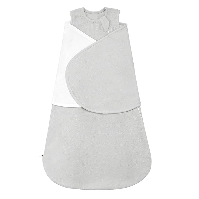 ZIGJOY Swaddle Sleep Sack Newborn 1.5 Tog Fleece Wearable Blanket Baby 0-6 Months - Lightweight MicroFleece Winter Sleeping Sacks Bag for Infant Girl Boy Gifts, Grey