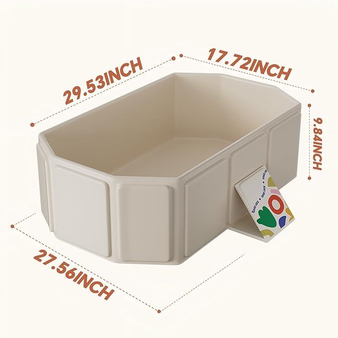 Collapsible Baby Bathtub for Newborns to Toddlers, Foldable Infant Bath Tub with Non-Slip Base, Large Portable Travel Shower Basin for Small Spaces, Camping, Easy Storage, White
