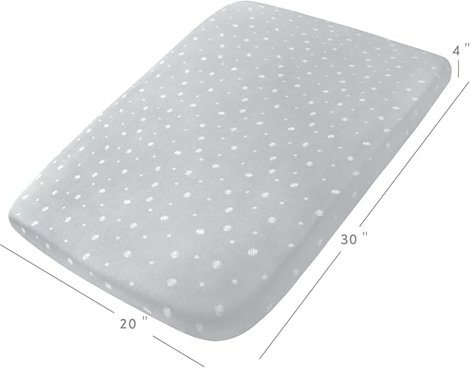 Bassinet Sheets 20" x 30" Fit for Graco Travel Lite Crib, My View 4 in 1, Fodoss, Guava Lotus, Yacul, Cloud Baby Premium and Maxi-Cosi Swift Lightweight Bassinet, Ultra Soft, White & Grey Ball, 2 Pack